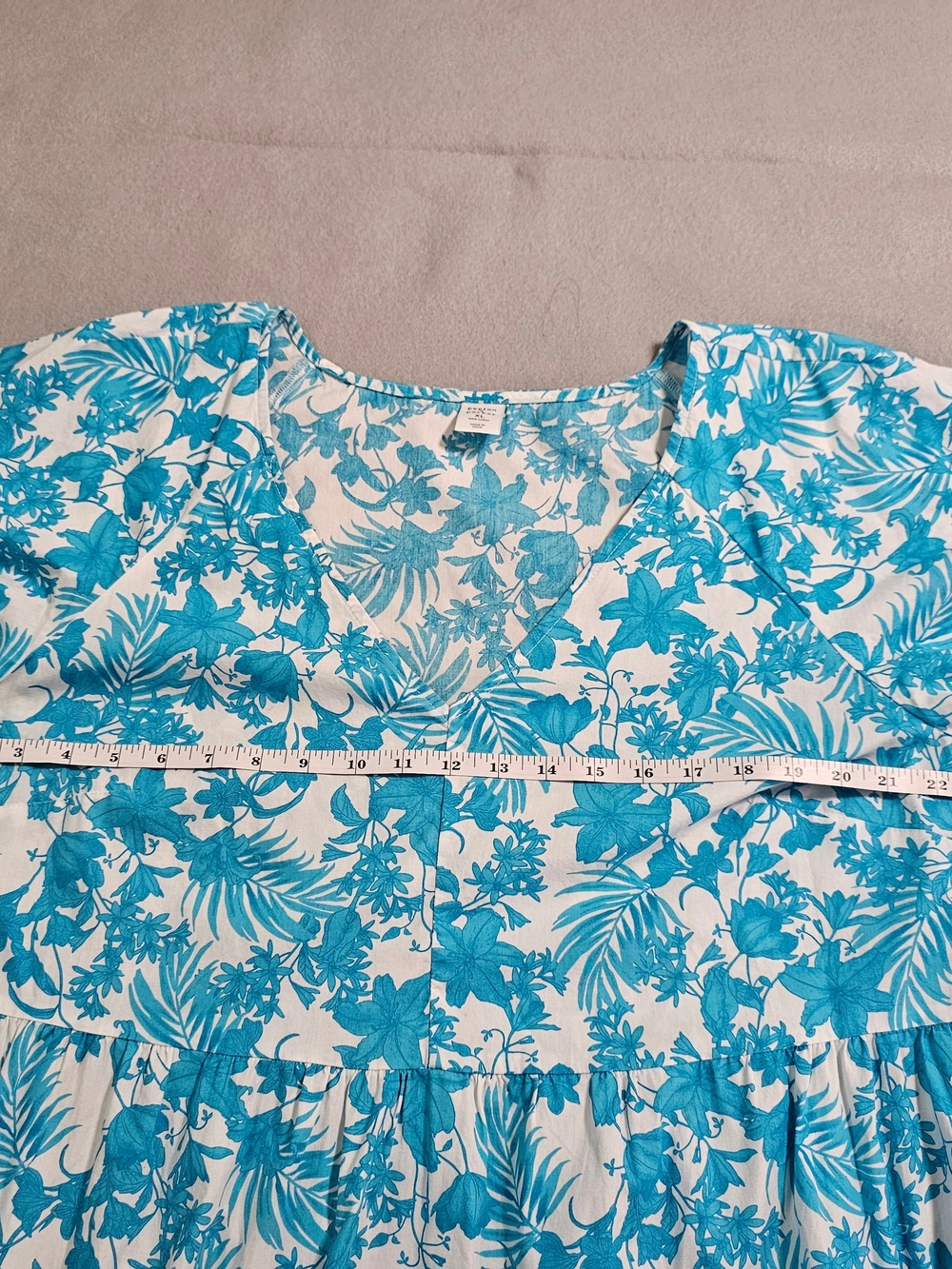 Peyton & Parker Aruba Floral Cotton Maxi Dress XL Blue White Tropical Boho - Picture 7 of 8